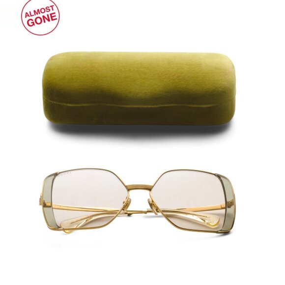 GUCCI Yellow Gold 59mm Square Sunglasses - Picture 1 of 2